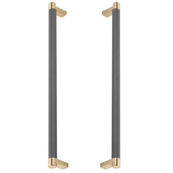 Emtek - Glass Shower Door Back to Back, Select Appliance Pull 12 Inch C-C, Rectangular Stem, Knurled Bar