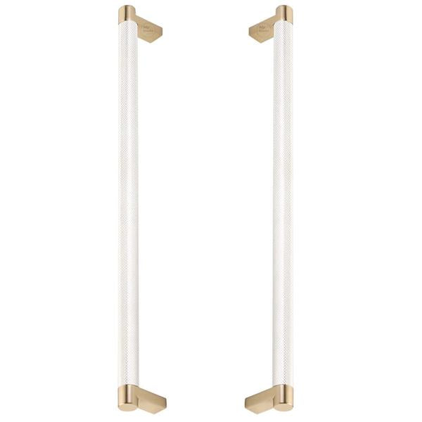 Emtek - Glass Shower Door Back to Back, Select Appliance Pull 12 Inch C-C, Rectangular Stem, Knurled Bar
