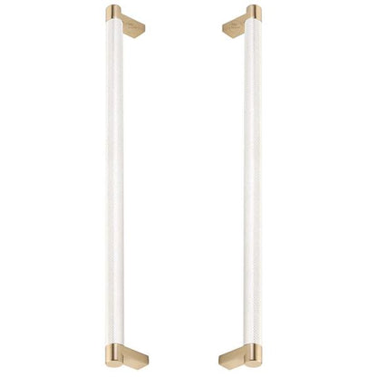 Emtek - Glass Shower Door Back to Back, Select Appliance Pull 12 Inch C-C, Rectangular Stem, Knurled Bar