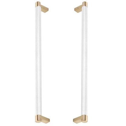 Emtek - Glass Shower Door Back to Back, Select Appliance Pull 12 Inch C-C, Rectangular Stem, Knurled Bar