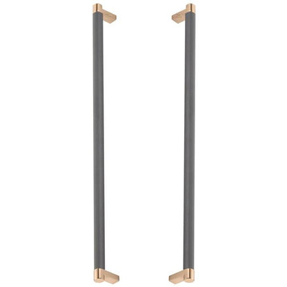 Emtek - Glass Shower Door Back to Back, Select Appliance Pull 18 Inch C-C, Rectangular Stem, Knurled Bar