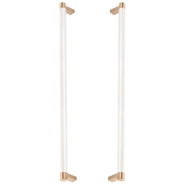 Emtek - Glass Shower Door Back to Back, Select Appliance Pull 18 Inch C-C, Rectangular Stem, Knurled Bar