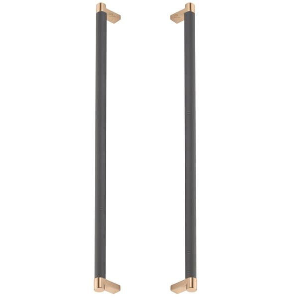 Emtek - Back to Back, Select Appliance Pull 18 Inch C-C, Rectangular Stem, Knurled Bar