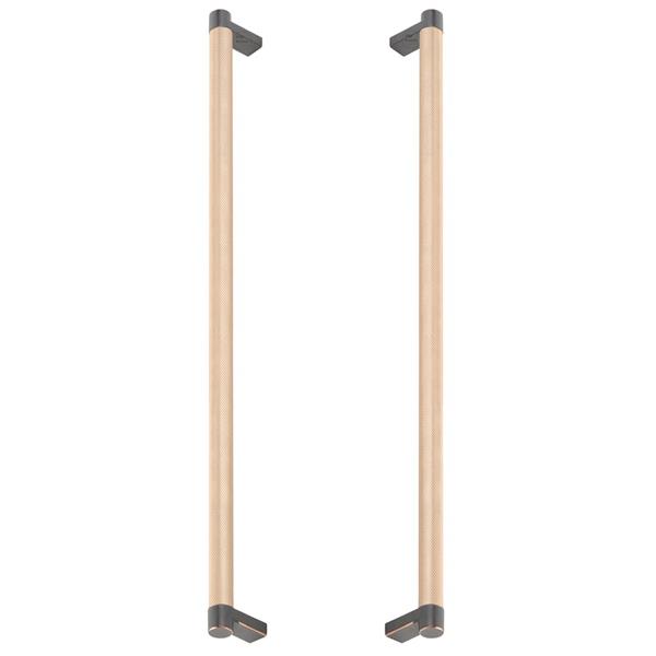 Emtek - Back to Back, Select Appliance Pull 18 Inch C-C, Rectangular Stem, Knurled Bar