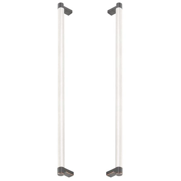 Emtek - Glass Shower Door Back to Back, Select Appliance Pull 18 Inch C-C, Rectangular Stem, Knurled Bar