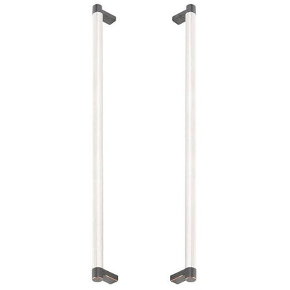 Emtek - Glass Shower Door Back to Back, Select Appliance Pull 18 Inch C-C, Rectangular Stem, Knurled Bar