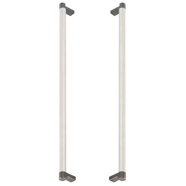 Emtek - Glass Shower Door Back to Back, Select Appliance Pull 18 Inch C-C, Rectangular Stem, Knurled Bar