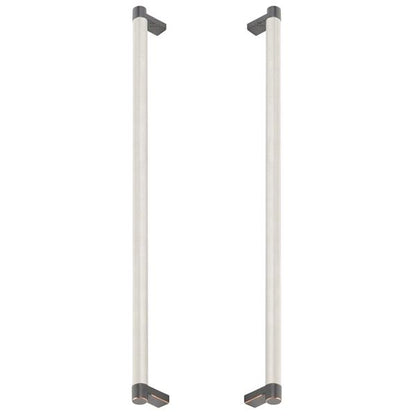 Emtek - Glass Shower Door Back to Back, Select Appliance Pull 18 Inch C-C, Rectangular Stem, Knurled Bar