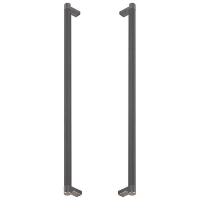 Emtek - Glass Shower Door Back to Back, Select Appliance Pull 18 Inch C-C, Rectangular Stem, Knurled Bar