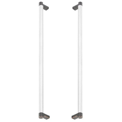 Emtek - Glass Shower Door Back to Back, Select Appliance Pull 18 Inch C-C, Rectangular Stem, Knurled Bar