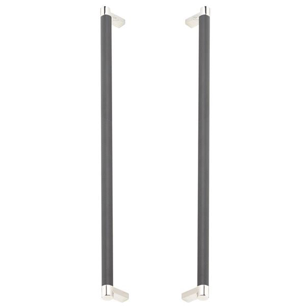 Emtek - Glass Shower Door Back to Back, Select Appliance Pull 18 Inch C-C, Rectangular Stem, Knurled Bar