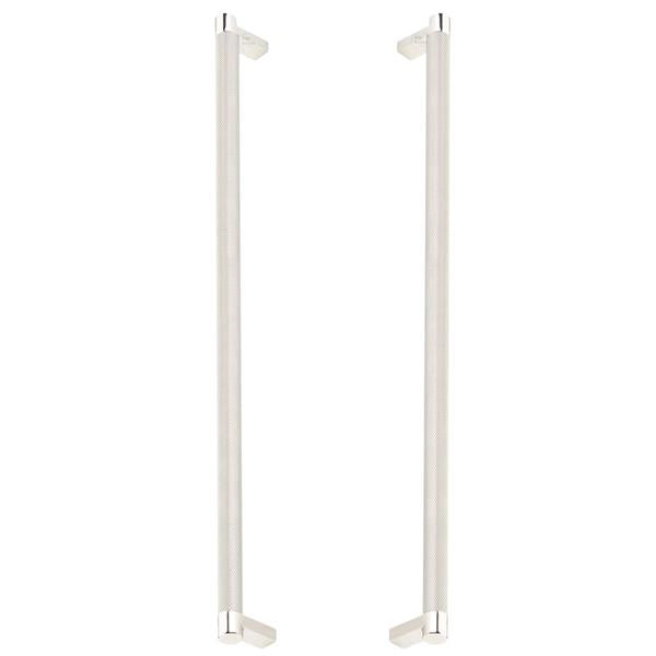 Emtek - Glass Shower Door Back to Back, Select Appliance Pull 18 Inch C-C, Rectangular Stem, Knurled Bar