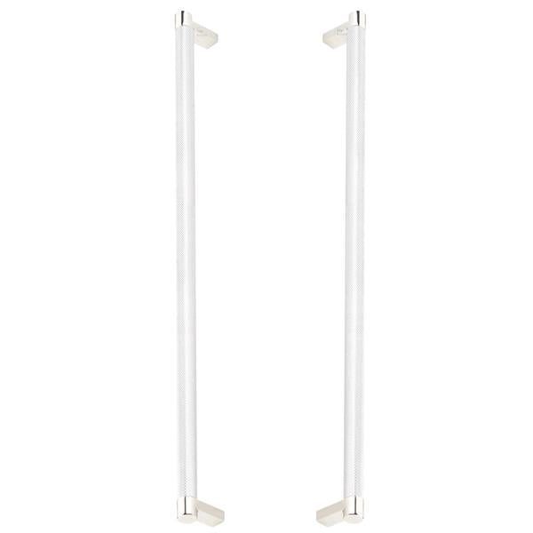 Emtek - Glass Shower Door Back to Back, Select Appliance Pull 18 Inch C-C, Rectangular Stem, Knurled Bar