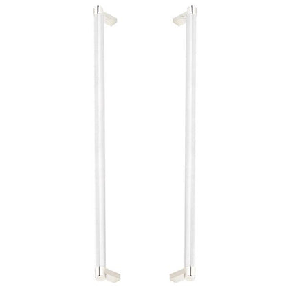 Emtek - Glass Shower Door Back to Back, Select Appliance Pull 18 Inch C-C, Rectangular Stem, Knurled Bar
