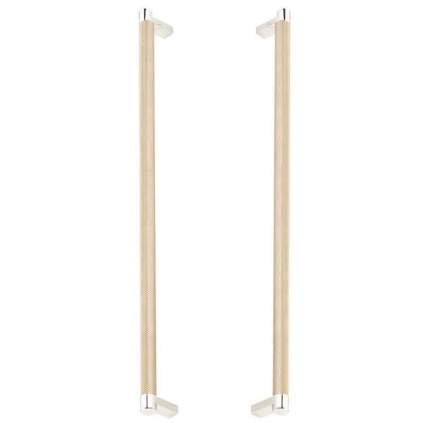 Emtek - Glass Shower Door Back to Back, Select Appliance Pull 18 Inch C-C, Rectangular Stem, Knurled Bar