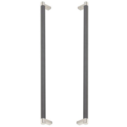 Emtek - Glass Shower Door Back to Back, Select Appliance Pull 18 Inch C-C, Rectangular Stem, Knurled Bar