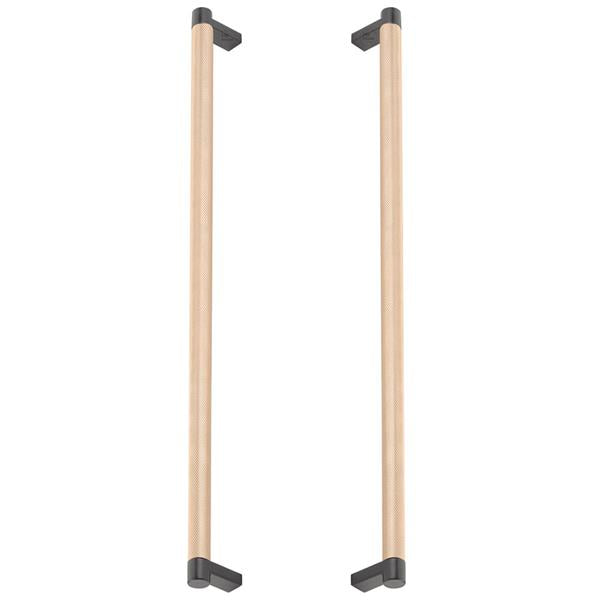 Emtek - Glass Shower Door Back to Back, Select Appliance Pull 18 Inch C-C, Rectangular Stem, Knurled Bar