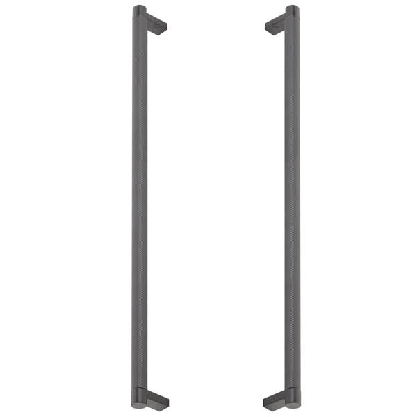 Emtek - Glass Shower Door Back to Back, Select Appliance Pull 18 Inch C-C, Rectangular Stem, Knurled Bar
