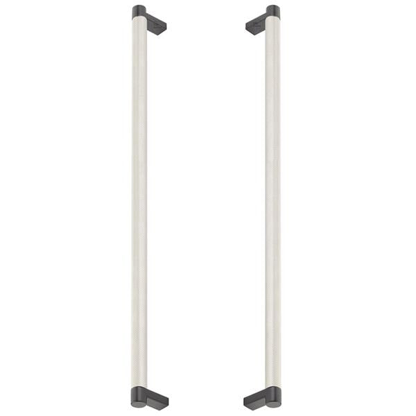 Emtek - Glass Shower Door Back to Back, Select Appliance Pull 18 Inch C-C, Rectangular Stem, Knurled Bar