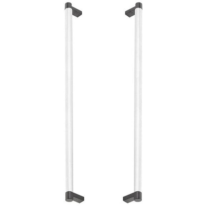 Emtek - Glass Shower Door Back to Back, Select Appliance Pull 18 Inch C-C, Rectangular Stem, Knurled Bar