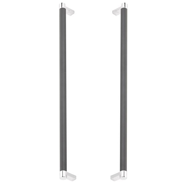 Emtek - Glass Shower Door Back to Back, Select Appliance Pull 18 Inch C-C, Rectangular Stem, Knurled Bar
