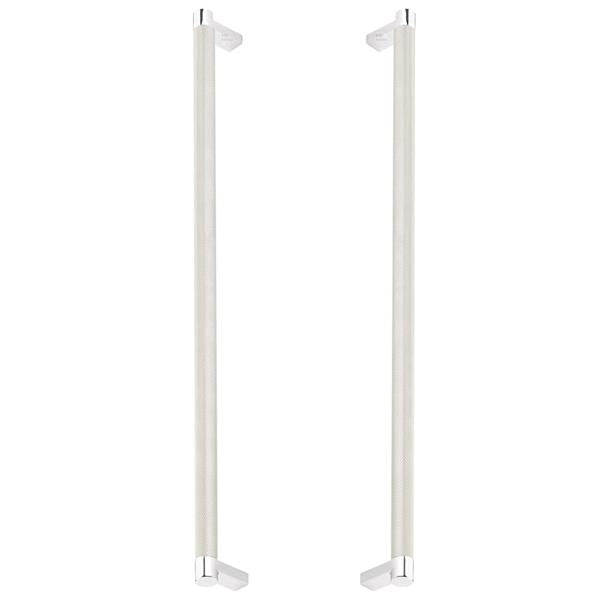 Emtek - Glass Shower Door Back to Back, Select Appliance Pull 18 Inch C-C, Rectangular Stem, Knurled Bar