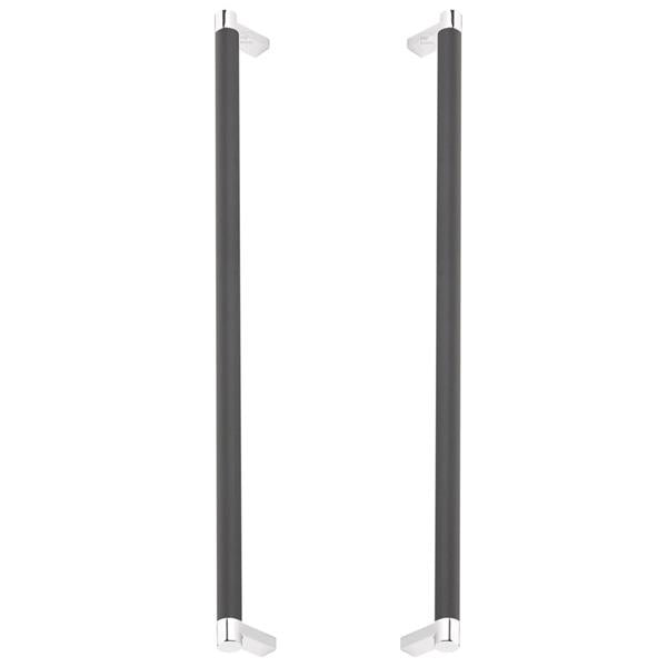 Emtek - Glass Shower Door Back to Back, Select Appliance Pull 18 Inch C-C, Rectangular Stem, Knurled Bar