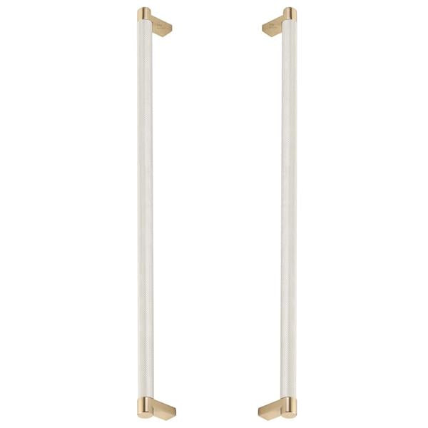 Emtek - Glass Shower Door Back to Back, Select Appliance Pull 18 Inch C-C, Rectangular Stem, Knurled Bar
