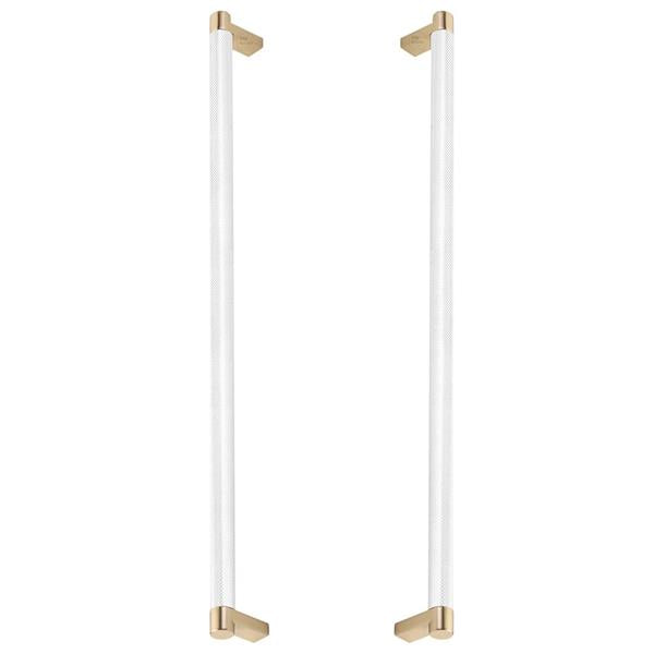 Emtek - Glass Shower Door Back to Back, Select Appliance Pull 18 Inch C-C, Rectangular Stem, Knurled Bar