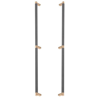 Emtek - Glass Shower Door Back to Back, Select Appliance Pull 24 Inch C-C, Rectangular Stem, Knurled Bar
