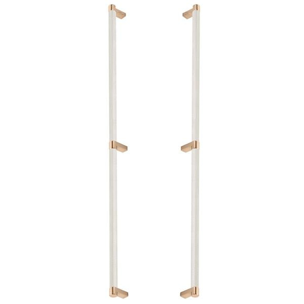 Emtek - Glass Shower Door Back to Back, Select Appliance Pull 24 Inch C-C, Rectangular Stem, Knurled Bar