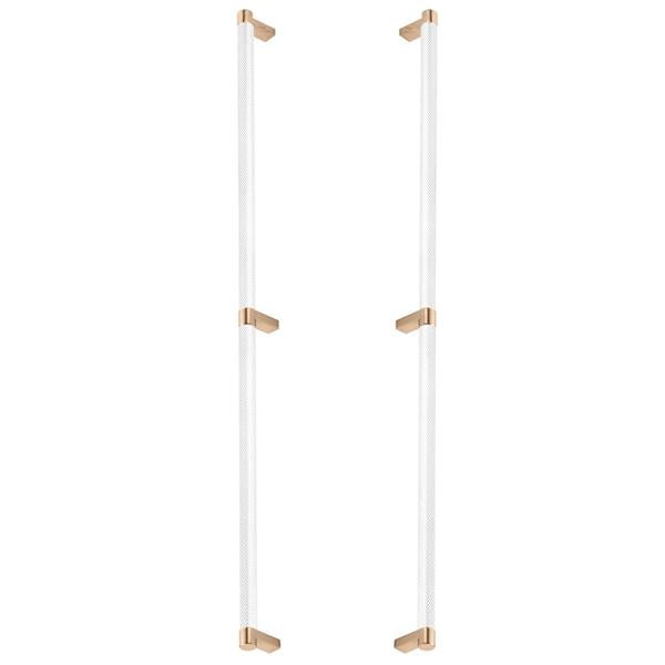 Emtek - Glass Shower Door Back to Back, Select Appliance Pull 24 Inch C-C, Rectangular Stem, Knurled Bar
