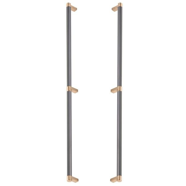 Emtek - Glass Shower Door Back to Back, Select Appliance Pull 24 Inch C-C, Rectangular Stem, Smooth Bar