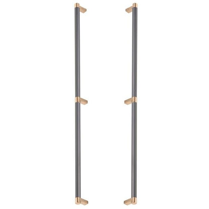 Emtek - Glass Shower Door Back to Back, Select Appliance Pull 24 Inch C-C, Rectangular Stem, Smooth Bar