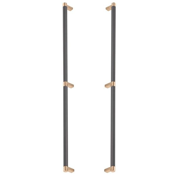 Emtek - Glass Shower Door Back to Back, Select Appliance Pull 24 Inch C-C, Rectangular Stem, Smooth Bar