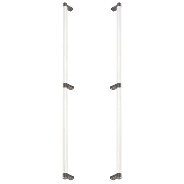 Emtek - Glass Shower Door Back to Back, Select Appliance Pull 24 Inch C-C, Rectangular Stem, Knurled Bar