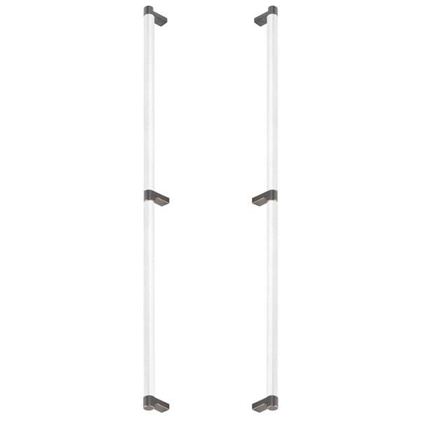 Emtek - Glass Shower Door Back to Back, Select Appliance Pull 24 Inch C-C, Rectangular Stem, Knurled Bar