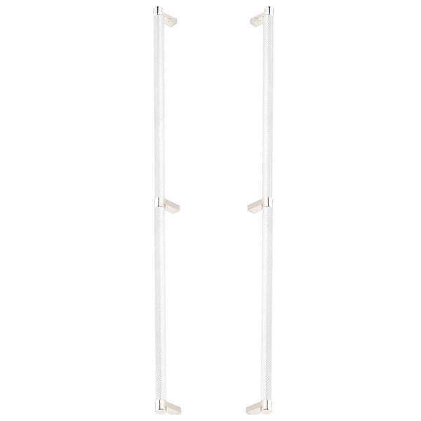Emtek - Glass Shower Door Back to Back, Select Appliance Pull 24 Inch C-C, Rectangular Stem, Knurled Bar