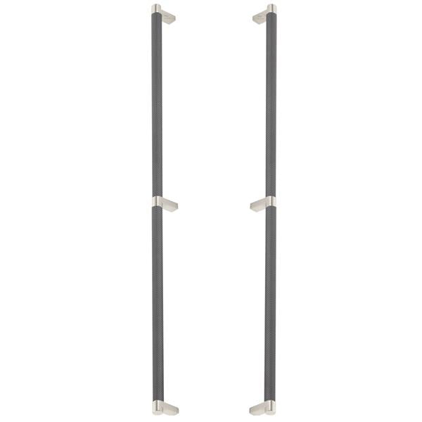 Emtek - Glass Shower Door Back to Back, Select Appliance Pull 24 Inch C-C, Rectangular Stem, Knurled Bar