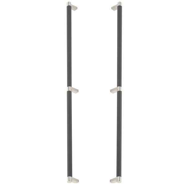 Emtek - Glass Shower Door Back to Back, Select Appliance Pull 24 Inch C-C, Rectangular Stem, Knurled Bar