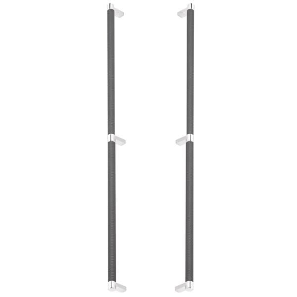 Emtek - Glass Shower Door Back to Back, Select Appliance Pull 24 Inch C-C, Rectangular Stem, Knurled Bar