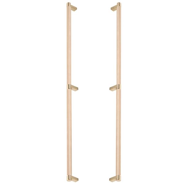 Emtek - Glass Shower Door Back to Back, Select Appliance Pull 24 Inch C-C, Rectangular Stem, Knurled Bar