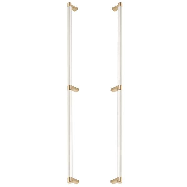 Emtek - Glass Shower Door Back to Back, Select Appliance Pull 24 Inch C-C, Rectangular Stem, Smooth Bar