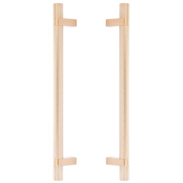 Emtek - Back to Back, Select Bar Appliance Pull 12 Inch C-C, Rectangular Bar Stem, Knurled Bar