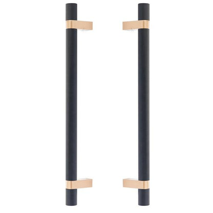 Emtek - Glass Shower Door Back to Back, Select Bar Appliance Pull 12 Inch C-C, Rectangular Bar Stem, Knurled Bar