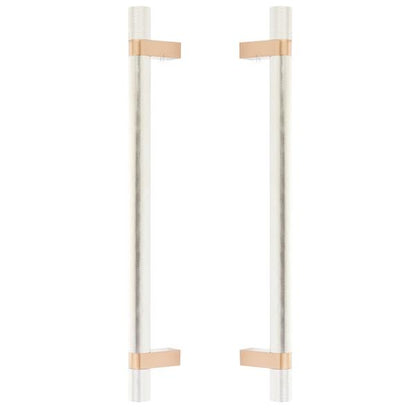 Emtek - Glass Shower Door Back to Back, Select Bar Appliance Pull 12 Inch C-C, Rectangular Bar Stem, Knurled Bar