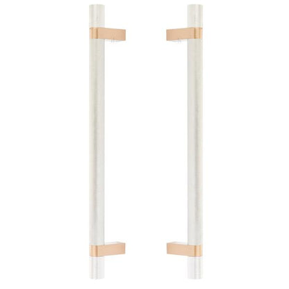Emtek - Glass Shower Door Back to Back, Select Bar Appliance Pull 12 Inch C-C, Rectangular Bar Stem, Knurled Bar