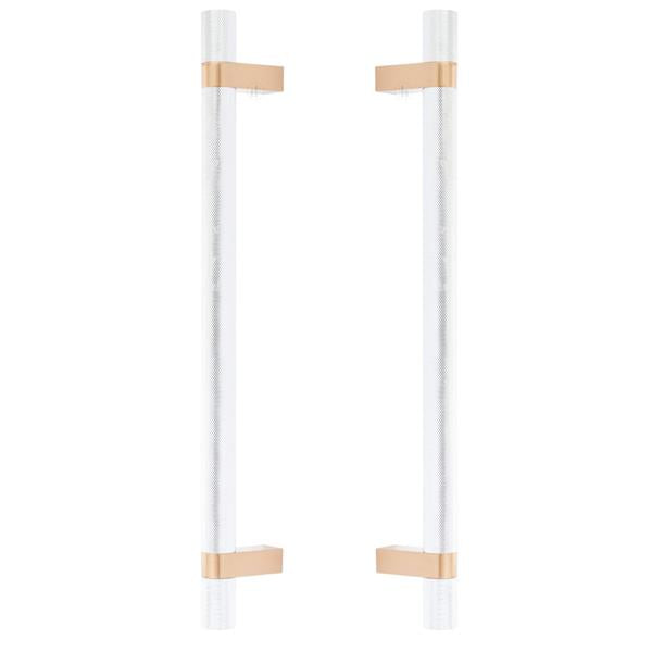 Emtek - Back to Back, Select Bar Appliance Pull 12 Inch C-C, Rectangular Bar Stem, Knurled Bar