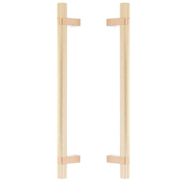 Emtek - Back to Back, Select Bar Appliance Pull 12 Inch C-C, Rectangular Bar Stem, Knurled Bar
