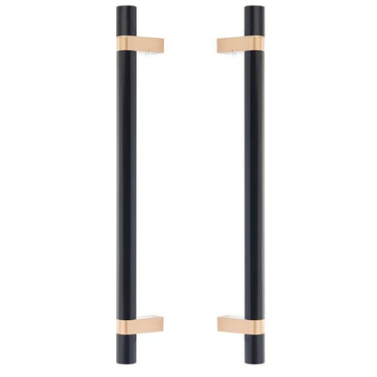 Emtek - Glass Shower Door Back to Back, Select Bar Appliance Pull 12 Inch C-C, Rectangular Bar Stem, Smooth Bar